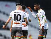 20 May 2022; Junior Ogedi-Uzokwe of Bohemians, right, celebrates after scoring his side's second goal with team-mate Dawson Devoy during the SSE Airtricity League Premier Division match between Bohemians and Sligo Rovers at Dalymount Park in Dublin. Photo by Michael P Ryan/Sportsfile