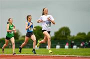 21 May 2022; Sarah O'Halloran of Castletroy College, Limerick,  right, on her way to winning the junior girls 800m during the Irish Life Health Munster Schools Track and Field Championships at Templemore AC, in Templemore, Tipperary. Photo by Sam Barnes/Sportsfile