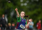 21 May 2022; Eimear Ryan of Salesian College Pallaskenry, Limerick, competing in the junior girls shot put during the Irish Life Health Munster Schools Track and Field Championships at Templemore AC, in Templemore, Tipperary. Photo by Sam Barnes/Sportsfile