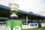 21 May 2022; The Johnny Giles Spots Challenge trophy before the FAI Centenary Under 17 Cup Final 2021/2022 match between Corduff FC and College Corinthians at Home Farm Football Club in Dublin. Photo by Brendan Moran/Sportsfile