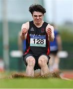 21 May 2022; Jack Boland of CBS High School Clonmel, Tipperary, competing in the senior boys long jump during the Irish Life Health Munster Schools Track and Field Championships at Templemore AC, in Templemore, Tipperary. Photo by Sam Barnes/Sportsfile