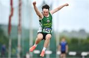 21 May 2022; Dara Looney of St Brendans College, Kerry, competing in the senior boys long jump during the Irish Life Health Munster Schools Track and Field Championships at Templemore AC, in Templemore, Tipperary. Photo by Sam Barnes/Sportsfile