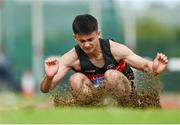 21 May 2022; Eoin Beauaventura of St Augustine's College, Waterford, competing in the senior boys long jump during the Irish Life Health Munster Schools Track and Field Championships at Templemore AC, in Templemore, Tipperary. Photo by Sam Barnes/Sportsfile
