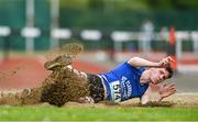 21 May 2022; Noah McConway of St Flannans Ennis, Clare, competing in the senior boys long jump during the Irish Life Health Munster Schools Track and Field Championships at Templemore AC, in Templemore, Tipperary. Photo by Sam Barnes/Sportsfile