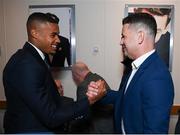 20 May 2022; Republic of Ireland goalkeeper Gavin Bazunu and former Republic of Ireland goalkeeper Shay Given during the FAI Centenary Late Late Show Special at RTE Studios in Dublin. Photo by Stephen McCarthy/Sportsfile
