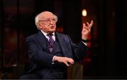 20 May 2022; President of Ireland Michael D Higgins during the FAI Centenary Late Late Show Special at RTE Studios in Dublin. Photo by Stephen McCarthy/Sportsfile