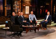 20 May 2022; The Late Late Show presenter Ryan Tubridy with former Republic of Ireland internationals, from left, Packie Bonner, David O’Leary, Niall Quinn and Shay Given during the FAI Centenary Late Late Show Special at RTE Studios in Dublin. Photo by Stephen McCarthy/Sportsfile