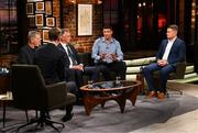 20 May 2022; Former Republic of Ireland internationals, from left, Packie Bonner, David O’Leary, Niall Quinn and Shay Given with The Late Late Show presenter Ryan Tubridy during the FAI Centenary Late Late Show Special at RTE Studios in Dublin. Photo by Stephen McCarthy/Sportsfile