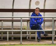 21 May 2022; Waterford manager Ephie Fitzgerald sits in the dugout ahead of the Tailteann Cup Preliminary Round match between Wicklow and Waterford at County Grounds in Aughrim, Wicklow. Photo by Daire Brennan/Sportsfile