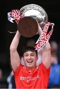 21 May 2022; Louth captain Feidhleim Joyce lifts the cup after the Lory Meagher Cup Final match between Longford and Louth at Croke Park in Dublin. Photo by Piaras Ó Mídheach/Sportsfile