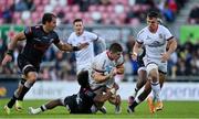 20 May 2022; Nick Timoney of Ulster is tackled by Jaden Hendrikse of Cell C Sharks during the United Rugby Championship match between Ulster and Cell C Sharks at Kingspan Stadium in Belfast. Photo by Brendan Moran/Sportsfile