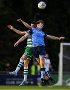 19 May 2022; Dara Keane of UCD in action against Gary O'Neill of Shamrock Rovers during the SSE Airtricity League Premier Division match between UCD and Shamrock Rovers at UCD Bowl in Belfield, Dublin. Photo by Brendan Moran/Sportsfile