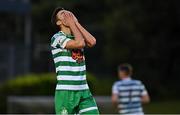 19 May 2022; Danny Mandroiu of Shamrock Rovers reacts to missing a goal chance during the SSE Airtricity League Premier Division match between UCD and Shamrock Rovers at UCD Bowl in Belfield, Dublin. Photo by Brendan Moran/Sportsfile