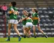 21 May 2022; Keeva Riordan of Kerry celebrates with teammates after the Ladies Football U14 All-Ireland Platinum Final match between Cork and Kerry at Páirc Uí Rinn in Cork. Photo by Eóin Noonan/Sportsfile