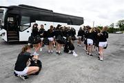 21 May 2022; The Kildare players arrive before the Ladies Football U14 All-Ireland Gold Final match between Kildare and Tipperary at Crettyard GAA in Laois. Photo by Ray McManus/Sportsfile