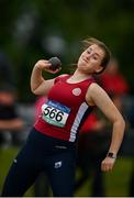 21 May 2022; Rebecca Walsh of St Declan's Kilmacthomas, Waterford, competing in the junior girls shot put during the Irish Life Health Munster Schools Track and Field Championships at Templemore AC, in Templemore, Tipperary. Photo by Sam Barnes/Sportsfile