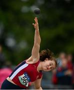 21 May 2022; Rebecca Walsh of St Declan's Kilmacthomas, Waterford, competing in the junior girls shot put during the Irish Life Health Munster Schools Track and Field Championships at Templemore AC, in Templemore, Tipperary. Photo by Sam Barnes/Sportsfile