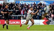 20 May 2022; Stuart McCloskey of Ulster celebrates after scoring his side's second try during the United Rugby Championship match between Ulster and Cell C Sharks at Kingspan Stadium in Belfast. Photo by John Dickson/Sportsfile