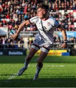 20 May 2022; Ethan McIlroy of Ulster offloads during the United Rugby Championship match between Ulster and Cell C Sharks at Kingspan Stadium in Belfast. Photo by John Dickson/Sportsfile