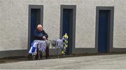 21 May 2022; Flag seller Tommy Core waits for customers ahead of the Tailteann Cup Preliminary Round match between Wicklow and Waterford at County Grounds in Aughrim, Wicklow. Photo by Daire Brennan/Sportsfile