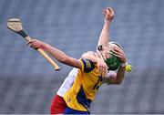 21 May 2022; Brendan Mulry of Roscommon is tackled by Dean Rafferty of Tyrone tussle during the Nickey Rackard Cup Final match between Roscommon and Tyrone at Croke Park in Dublin. Photo by Piaras Ó Mídheach/Sportsfile