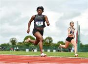 21 May 2022; Falima Amusa of Bishopstown CS, Cork, on her way to winning the intermediate girls 100m during the Irish Life Health Munster Schools Track and Field Championships at Templemore AC, in Templemore, Tipperary. Photo by Sam Barnes/Sportsfile