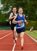 21 May 2022; Simon Farrell of St Flannans Ennis, Clare, on his way to winning the junior boys 1500m during the Irish Life Health Munster Schools Track and Field Championships at Templemore AC, in Templemore, Tipperary. Photo by Sam Barnes/Sportsfile