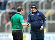 21 May 2022; Laois manager Seamus Plunkett shakes hands with Referee Colum Cunning before  the Leinster GAA Hurling Senior Championship Round 5 match between Laois and Westmeath at MW Hire O’Moore Park in Portlaoise, Laois. Photo by Michael P Ryan/Sportsfile