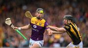 21 May 2022; Conor McDonald of Wexford in action against Conor Delaney of Kilkenny during the Leinster GAA Hurling Senior Championship Round 5 match between Kilkenny and Wexford at UPMC Nowlan Park in Kilkenny. Photo by Stephen McCarthy/Sportsfile