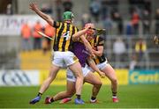 21 May 2022; Lee Chin of Wexford in action against Tommy Walsh, left, and Adrian Mullen of Kilkenny during the Leinster GAA Hurling Senior Championship Round 5 match between Kilkenny and Wexford at UPMC Nowlan Park in Kilkenny. Photo by Stephen McCarthy/Sportsfile