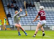 21 May 2022; Eoin Keyes of Westmeath shoots to score his side's first goal past Laois goalkeeper Enda Rowland during the Leinster GAA Hurling Senior Championship Round 5 match between Laois and Westmeath at MW Hire O’Moore Park in Portlaoise, Laois. Photo by Michael P Ryan/Sportsfile