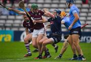 21 May 2022; Brian Concannon of Galway in action against Dublin goalkeeper Sean Brennan during the Leinster GAA Hurling Senior Championship Round 5 match between Galway and Dublin at Pearse Stadium in Galway. Photo by Ray Ryan/Sportsfile