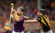 21 May 2022; Conor McDonald of Wexford in action against Conor Delaney of Kilkenny during the Leinster GAA Hurling Senior Championship Round 5 match between Kilkenny and Wexford at UPMC Nowlan Park in Kilkenny. Photo by Stephen McCarthy/Sportsfile