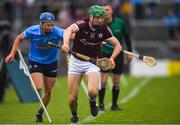 21 May 2022; Cianan Fahy of Galway in action against John Bellow of Dublin during the Leinster GAA Hurling Senior Championship Round 5 match between Galway and Dublin at Pearse Stadium in Galway. Photo by Ray Ryan/Sportsfile