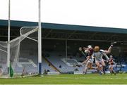 21 May 2022; Eoin Keyes of Westmeath shoots to score his side's first goal past Laois goalkeeper Enda Rowland during the Leinster GAA Hurling Senior Championship Round 5 match between Laois and Westmeath at MW Hire O’Moore Park in Portlaoise, Laois. Photo by Michael P Ryan/Sportsfile