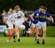 21 May 2022; Katie Ray of Kildare in action against Tara Bourke and Louise McGrath of Tipperary, 4, during the Ladies Football U14 All-Ireland Gold Final match between Kildare and Tipperary at Crettyard GAA in Laois. Photo by Ray McManus/Sportsfile