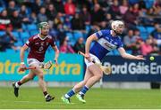 21 May 2022; Ciaran McEvoy of Laois in action against Niall O'Brien of Westmeath during the Leinster GAA Hurling Senior Championship Round 5 match between Laois and Westmeath at MW Hire O’Moore Park in Portlaoise, Laois. Photo by Michael P Ryan/Sportsfile