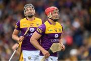 21 May 2022; Lee Chin, right, and Jack O'Connor of Wexford during the Leinster GAA Hurling Senior Championship Round 5 match between Kilkenny and Wexford at UPMC Nowlan Park in Kilkenny. Photo by Stephen McCarthy/Sportsfile