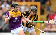 21 May 2022; Conor McDonald of Wexford in action against Conor Delaney of Kilkenny during the Leinster GAA Hurling Senior Championship Round 5 match between Kilkenny and Wexford at UPMC Nowlan Park in Kilkenny. Photo by Stephen McCarthy/Sportsfile