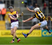 21 May 2022; Diarmuid O'Keeffe of Wexford in action against Cian Kenny of Kilkenny during the Leinster GAA Hurling Senior Championship Round 5 match between Kilkenny and Wexford at UPMC Nowlan Park in Kilkenny. Photo by Stephen McCarthy/Sportsfile