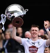21 May 2022; Kildare captain Brian Byrne lifts the cup after his side's victory in the Christy Ring Cup Final match between Kildare and Mayo at Croke Park in Dublin. Photo by Piaras Ó Mídheach/Sportsfile