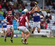 21 May 2022; James Keyes of Laois in action against Robbie Greville of Westmeath during the Leinster GAA Hurling Senior Championship Round 5 match between Laois and Westmeath at MW Hire O’Moore Park in Portlaoise, Laois. Photo by Michael P Ryan/Sportsfile