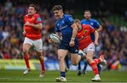 21 May 2022; Cormac Foley of Leinster on the way to scoring his side's second try during the United Rugby Championship match between Leinster and Munster at Aviva Stadium in Dublin. Photo by Brendan Moran/Sportsfile