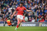21 May 2022; Joey Carbery of Munster kicks a conversion during the United Rugby Championship match between Leinster and Munster at the Aviva Stadium in Dublin. Photo by Harry Murphy/Sportsfile