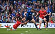 21 May 2022; Jordan Larmour of Leinster is tackled by Conor Murray of Munster during the United Rugby Championship match between Leinster and Munster at Aviva Stadium in Dublin. Photo by Brendan Moran/Sportsfile