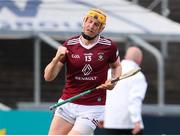 21 May 2022; Nial Mitchell of Westmeath celebrates after scoring his side's fifth goal during the Leinster GAA Hurling Senior Championship Round 5 match between Laois and Westmeath at MW Hire O’Moore Park in Portlaoise, Laois. Photo by Michael P Ryan/Sportsfile