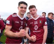 21 May 2022; Westmeath players, Conor Shaw, left, and Owen McCabe after the Leinster GAA Hurling Senior Championship Round 5 match between Laois and Westmeath at MW Hire O’Moore Park in Portlaoise, Laois. Photo by Michael P Ryan/Sportsfile