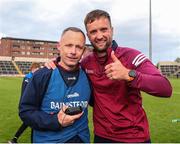 21 May 2022; Westmeath manager Joe Fortune with injured Westmeath player Tommy Gallagher after the Leinster GAA Hurling Senior Championship Round 5 match between Laois and Westmeath at MW Hire O’Moore Park in Portlaoise, Laois. Photo by Michael P Ryan/Sportsfile