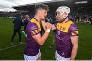21 May 2022; Conor McDonald, left, and Rory O'Connor of Wexford celebrate after the Leinster GAA Hurling Senior Championship Round 5 match between Kilkenny and Wexford at UPMC Nowlan Park in Kilkenny. Photo by Stephen McCarthy/Sportsfile