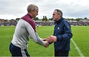 21 May 2022; Galway manager Henry Shefflin shakes hands with Dublin manager Mattie Kenny at the end of the game in the Leinster GAA Hurling Senior Championship Round 5 match between Galway and Dublin at Pearse Stadium in Galway. Photo by Ray Ryan/Sportsfile